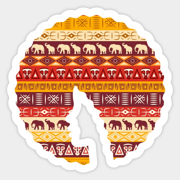 Afro Hair Woman with African Pattern, Black History Sticker by logiamerch